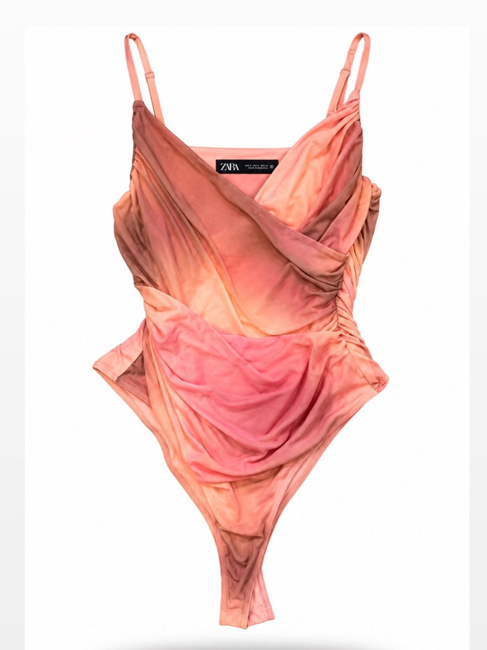 ZARA Pink Peach Ombre Draped One-Piece Swimsuit